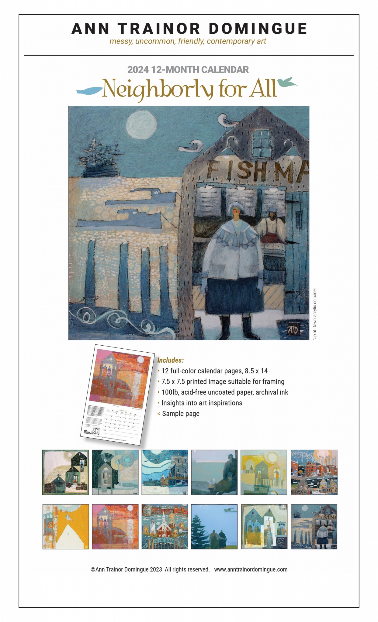 Click here to view 2024 calendar cover by Ann Trainor Domingue