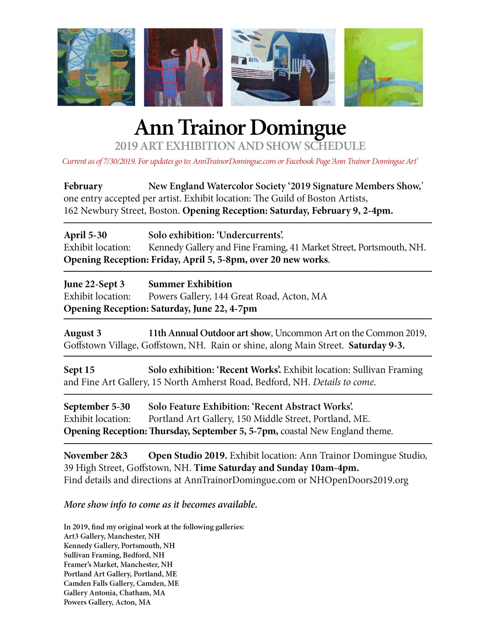 Click here to view 2019 show schedule Jul30 by Ann Trainor Domingue